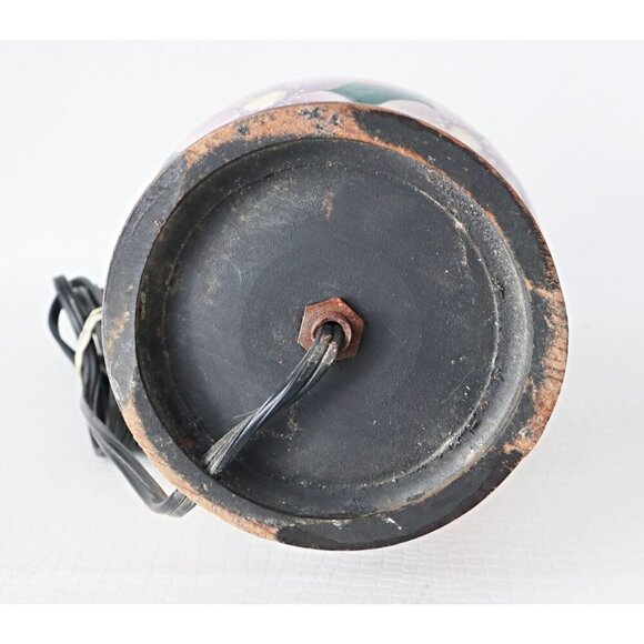 Vintage Hand-Painted Floral Ceramic Lamp With Dual Handles Cottage Core - Picture 7 of 10